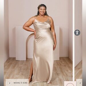 Revelry Skye Satin Gold Champagne Dress Size 4